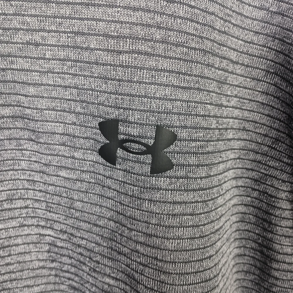 Under Armour Golf Pullover 2XL Mens Gray Striped 1/4 Zip Loose Storm Fleece